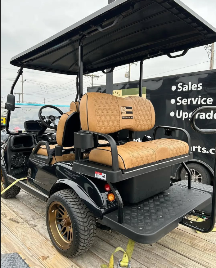 This cart is fast, 25mph. AC motor packed with Lithium and regenerative brake slows you down automatically