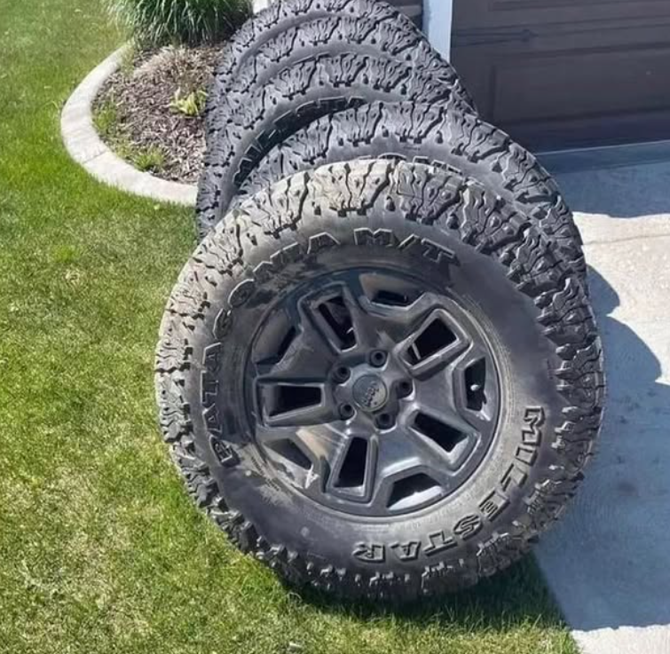 Got 5 jeep rubicon wheels and tires 295/7517